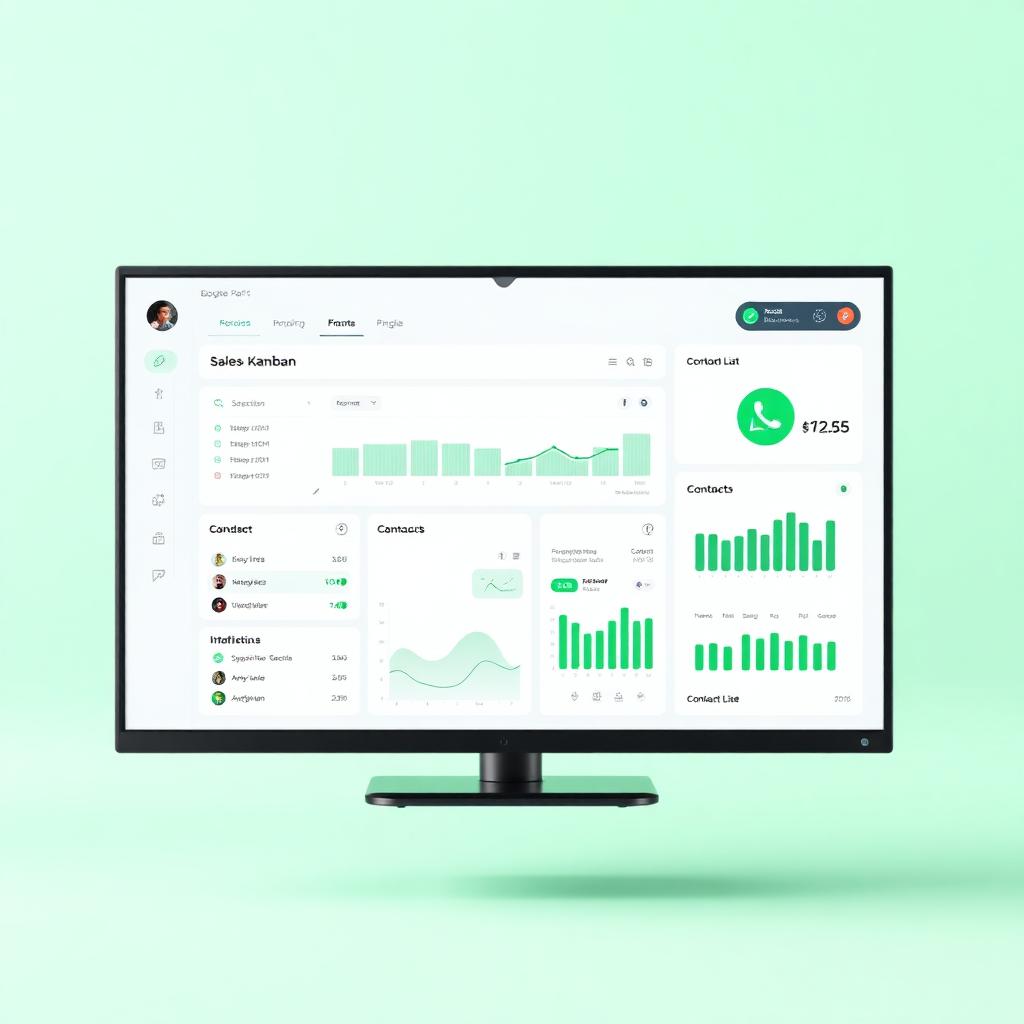 CRM dashboard with sales kanban and WhatsApp integration on monitor — Dubai CRM example