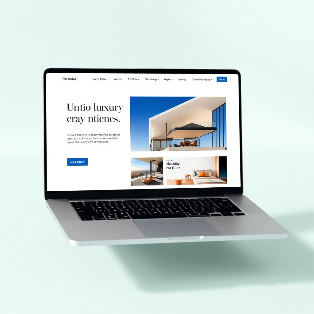 Mockup of a luxury real estate website on MacBook — Dubai web design example